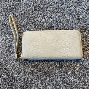 Cream Leather Wristlet Wallet
